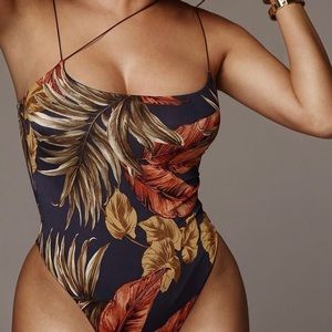 JLUXLABEL Tropical Diagonal strap bodysuit • Size Small